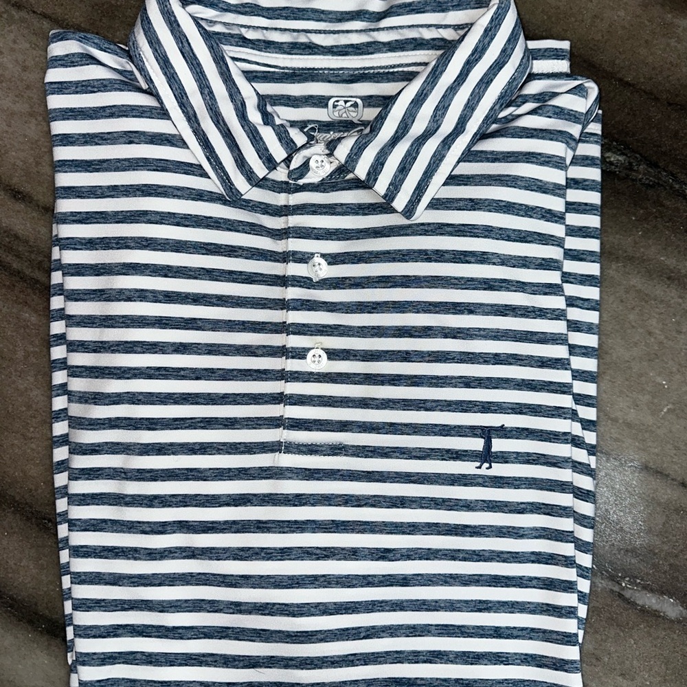 Quiet Storm Tech Polo Navy Striped Polo Shirt